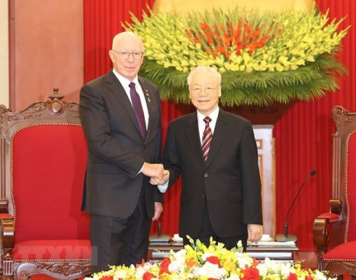 Tổng Bí thư Nguyễn Phú Trọng tiếp Toàn quyền Australia David Hurley thăm cấp Nhà nước Việt Nam. (Ảnh: Trí Dũng/TTXVN)