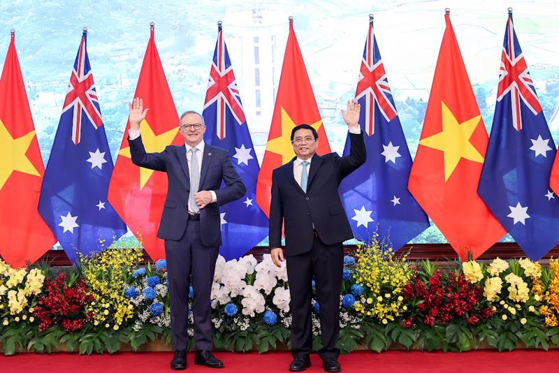 Thủ tướng Chính phủ Phạm Minh Chính và Thủ tướng Australia Anthony Albanese - Ảnh: VGP